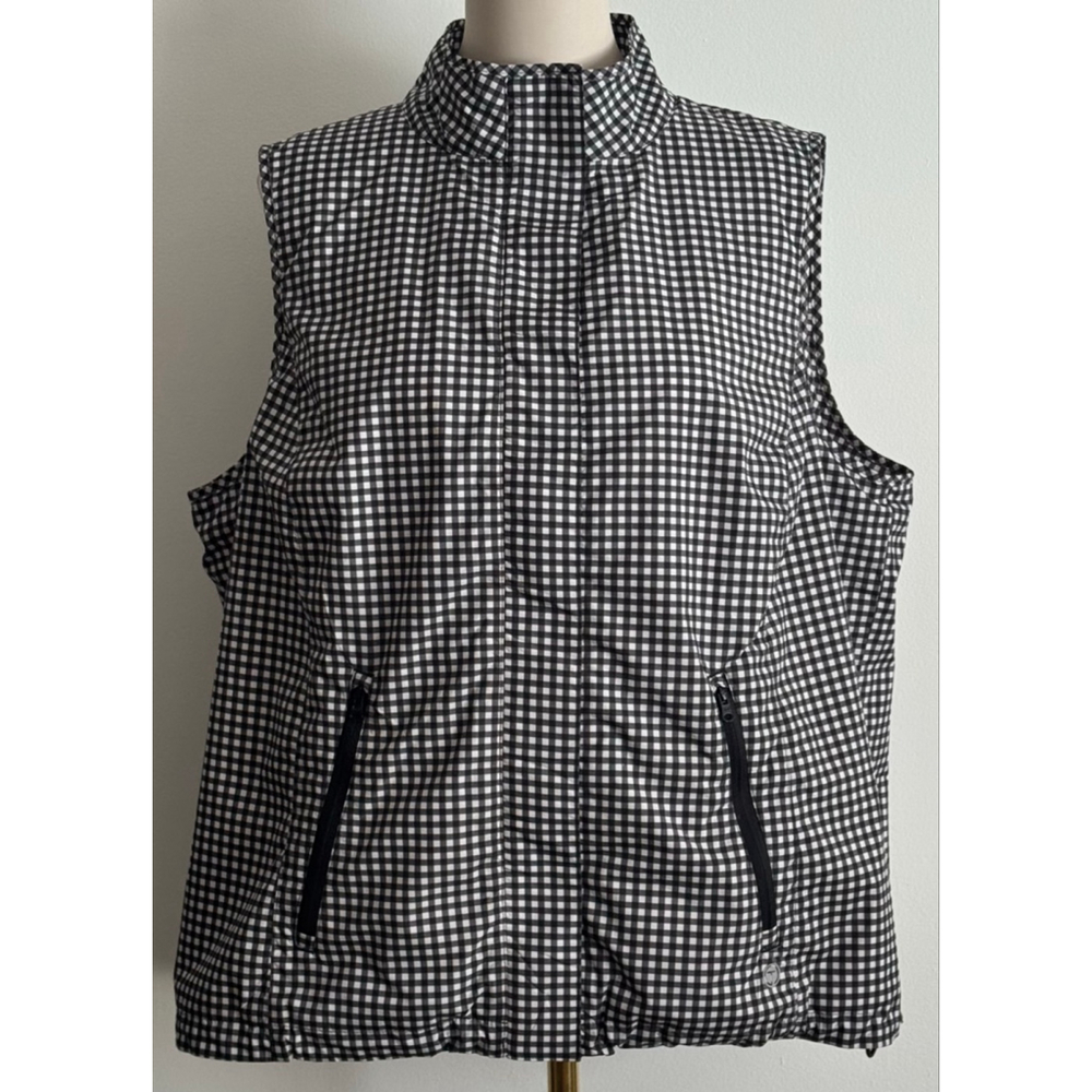 Women's Talbots Gingham Vest 2X Blue White